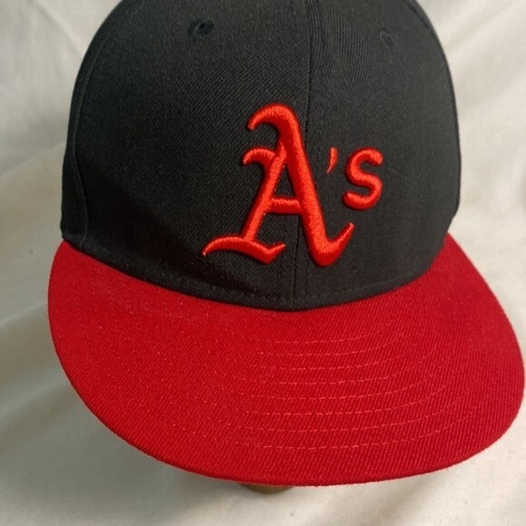 baseball MLB Oakland As new era hat red black 5950 sz 7 - Picture 2 of 11